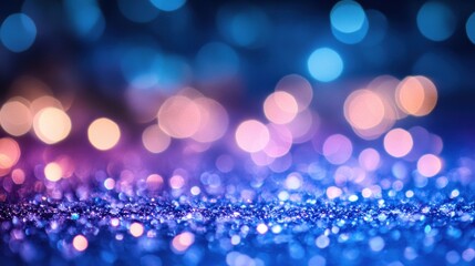 Poster - bokeh glitter vintage lights background. blue and purple. de focused - Generated AI