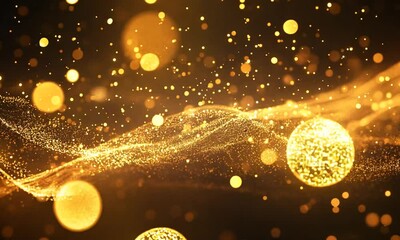 Poster - Glittering Golden Sparkles in the Air Creating a Magical Festive Atmosphere : Generative AI