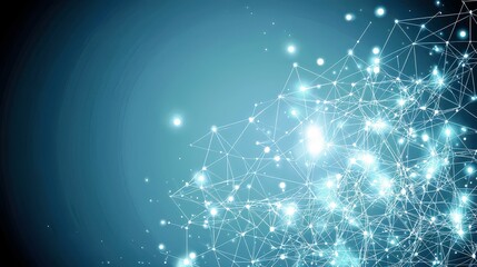 Poster - Futuristic Abstract Background of Glowing Connections and Network Nodes in a Tech-Inspired Design with Bright Particles and an Etheric Feel