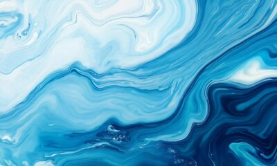 Leinwandbilder - Cool Blue Swirling Abstract Art with Wavy Flowing Design and Soft Gradient Tones : Generative AI