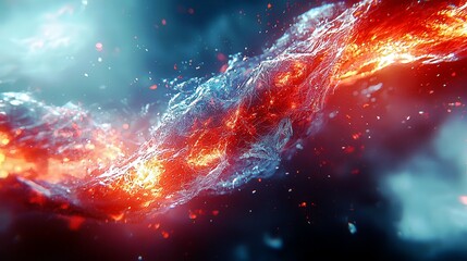 Poster - Dynamic and Colorful Abstract Visualization of Flowing Lava and Fire Elements Creating a Beautiful Natural Scene in Striking Contrast Against Dark Background