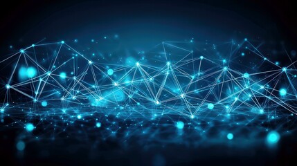 Poster - Futuristic Network Connections with Glowing Nodes, Abstract Technology Background for Digital Innovation, Data Visualization, and Cybersecurity Concepts