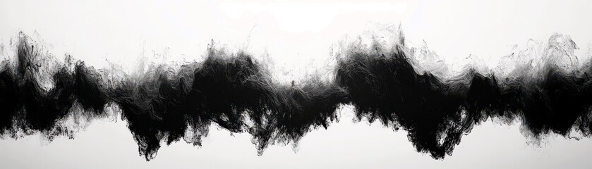 Poster - Abstract monochrome wave pattern with dynamic texture and flowing lines on a white background, creating a sense of movement and depth for design projects and presentations
