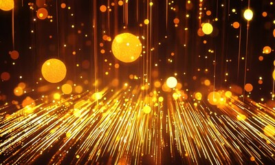Aufkleber - Golden Light Particles with Bokeh Effect on Dark Background : Generative AI