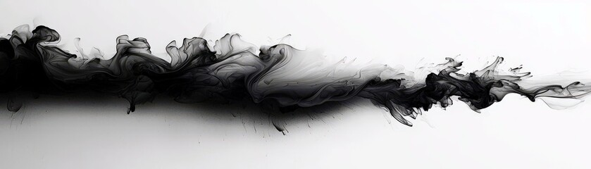 Poster - Elegant Abstract Black and White Ink Illustration Featuring Fluid Shapes and Dynamic Swirls on a Clean Background for Artistic Visuals and Design Projects