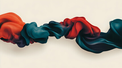 Wall Mural - Abstract Swirling Fabric in Red, Teal and Blue, textile, wave, flowing, movement, dynamic