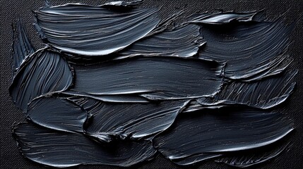 Poster - Abstract texture of black paint strokes on canvas showcasing layered details and dynamic brushwork, ideal for artistic backgrounds and creative projects.