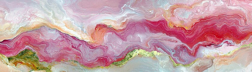 Poster - Abstract Colorful Swirls of Pink and Gold with Fluid Motion Creating a Dreamy Landscape in Pastel Shades for Background and Decorative Use