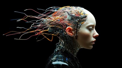 Poster - Cyborg Woman with Wires