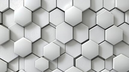  3d Hexagonal  White hexagons of different sizes overlapping background , isolated on white background,  , copy space, copy space for text,