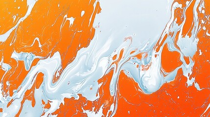 Poster - Abstract Fluid Art with Orange and White Colors Blending Together in a Creative Swirl Pattern, Perfect for Modern Design or Background Use in Various Projects