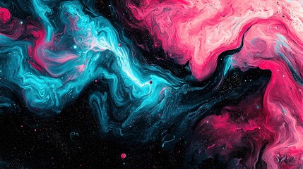 Poster - Colorful Abstract Background with Swirling Patterns in Pink and Blue Shades, Creating a Cosmic and Dreamy Atmosphere, Perfect for Artistic and Creative Projects