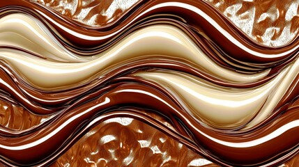 Poster - Abstract Flowing Texture of Creamy and Chocolate Tones in Swirling Patterns Creating a Rich and Luxurious Visual Experience for Design Projects