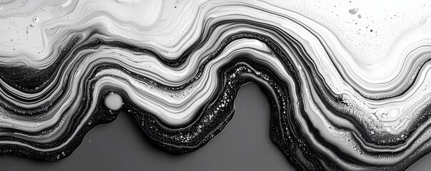 Poster - Abstract Black and White Flowing Lines with Unique Textures and Patterns Ideal for Modern Art, Interior Design, and Contemporary Backgrounds
