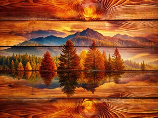 Poster - Captivating Double Exposure Photography of Brown Red Wooden Surface Highlighting Natural Wood Texture, Fiber, and Grain for Creative Backgrounds and Designs