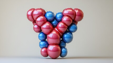 Poster - Red and blue 3D spheres form the letter Y.