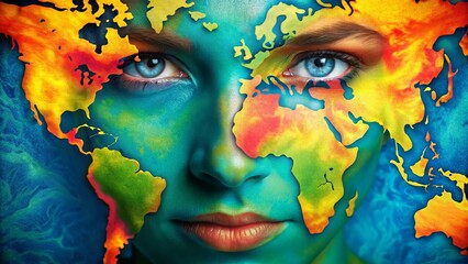 Poster - Captivating Portrait Photography Featuring a Heat Map of the World with Vibrant Colors and Intricate Details, Perfect for Data Visualization and Global Insights
