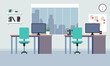 © RizalHans - Office workplace scene icons vector illustration design