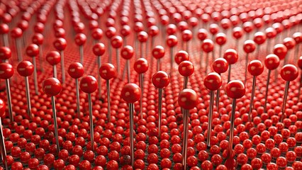 Wall Mural - Abstract rendered field of red dot pins background, abstract,render, field, red, dot, pins, background, digital, design