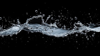 Poster - Abstract water splash with droplets frozen in action, highlighting purity