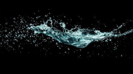 Poster - Abstract water splash with droplets in mid-air, evoking freshness and purity