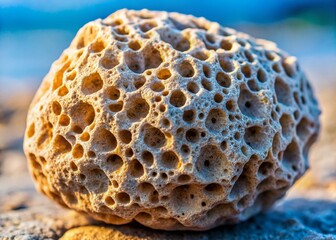 Poster - Intricate Porous Structure of Pumice Stone Captured in Candid Photography Showcasing Textures, Light, and Natural Patterns for Nature and Geology Enthusiasts