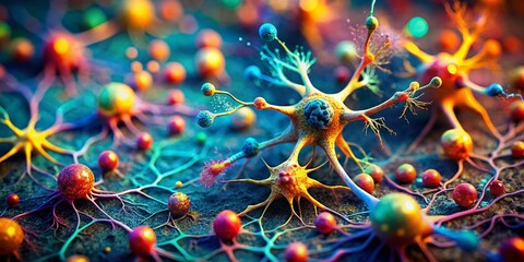 Poster - Intricate Tilt-Shift Photography of a Detailed Neuron Diagram Illustrating Neural Connections and Structures in a Fascinating Miniature Style for Scientific Insights
