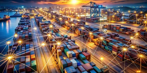 Poster - Low Light Photography of Olive Lines Depicting Modern Digital Logistics Pathways in an Abstract Design Showcasing Connectivity and Efficiency in Supply Chain Management