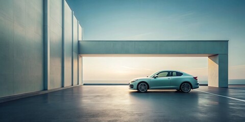 Poster - Minimalist Auto Photography: Capturing the Essence of Automotive Design in a Simple, Elegant Style with Clean Lines and Open Spaces for a Modern Aesthetic