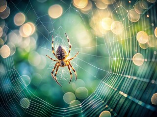 Poster - Minimalist Photography of a Spider in Natural Light on a Simple Background, Capturing the Intricate Details of Its Web and Body, Emphasizing Nature’s Elegance and Simplicity