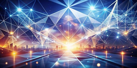 Poster - Modern Abstract Background with Glowing Geometric Shapes and Shiny Gradient Lines in a Futuristic Style for Clean Graphic Design Elements