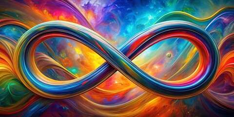 Poster - Panoramic Infinity Sign Clipart Representation with Abstract Elements and Vibrant Colors for Creative Projects and Designs in a Modern Style