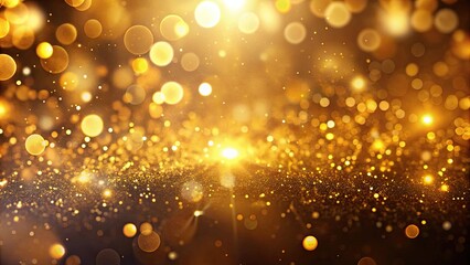 Wall Mural - Abstract background with golden light bokeh particles in motion , bokeh, abstract, background, golden, light, particles