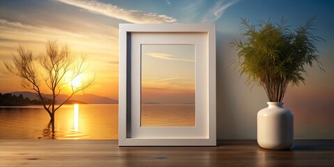 Poster - Soft and Modern Frame Display Picture Frame Mockup in Silhouette Photography Style, Perfect for Showcasing Art and Photography in a Creative and Elegant Manner