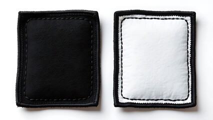 black and white rectangle embroidered patch mockup