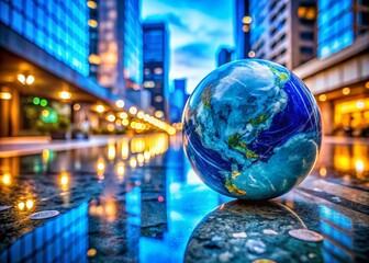 Poster - Urban Exploration Photography Featuring a Stunning Blue Marble Texture Background Ideal for Contemporary Designs and Creative Projects
