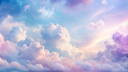 Wall Mural - A Serene Sky with Soft, Pastel Hues and Wispy Clouds, Creating an Ethereal Atmosphere of Tranquility and Wonder