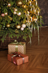 Wall Mural - Wrapped presents under the Christmas tree.