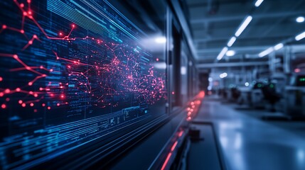 Aufkleber - An abstract view of a digital interface with glowing lines and nodes, representing data flow in a modern technology environment.