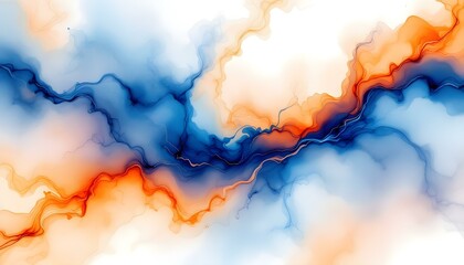 Aufkleber - Abstract colorful blue orange complementary color art painting texture, watercolor swirl waves liquid splashes. Abstract waves with oil or acrylic brushstroke waves, pallet knife paint on canvas
