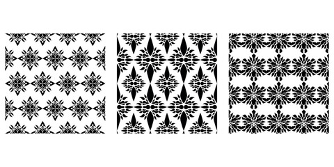 Wall Mural - collection of black geometric floral ornament patterns