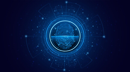 Leinwandbilder - Abstract technology circuit board background. Fingerprint scanning cybersecurity concept. modern technology innovation concept background	