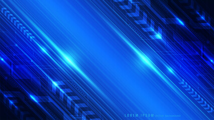 Wall Mural - Dynamic digital background with vivid blue tones, sleek glowing diagonal lines, and geometric patterns