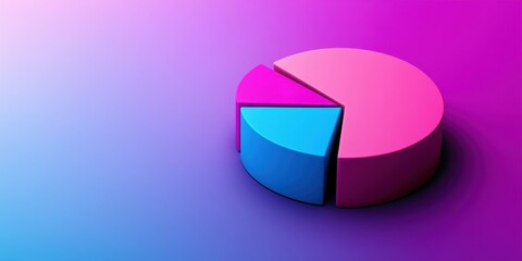Poster - 3D Pie Chart with Blue and Pink Sections.