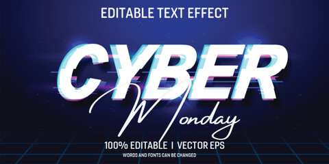 Poster - editable cyber vector 3d text effect with modern style design