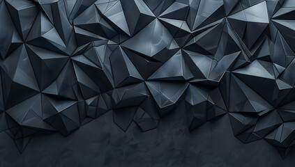 Poster - Dark navy blue geometric background with triangular patterns
