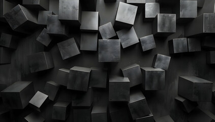 Poster - Black background with cubes