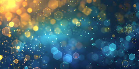 Poster - Abstract background with glowing hexagons in blue and orange colors. Abstract futuristic dark wallpaper for design, web banner