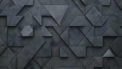 Poster - A seamless dark gray background with an intricate geometric pattern of triangles and squares