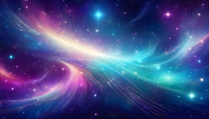Wall Mural - abstract galaxy-themed background with clusters of stars and light streaks, blending hues of turquoi